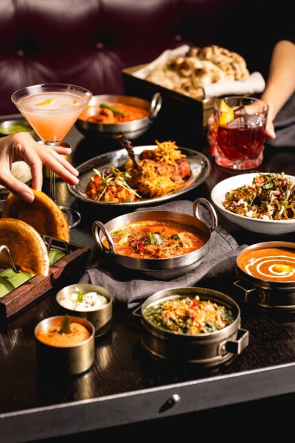Festive Indian sharing plates and small bites on the New Year's Eve menu at Bombay Bustle.