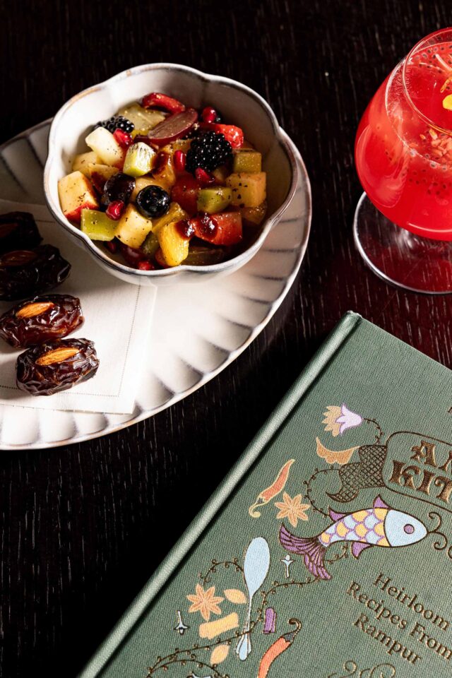 Fruit chaat, dates, and rose sherbet to open the Ramadan Iftar menu at Bombay Bustle.